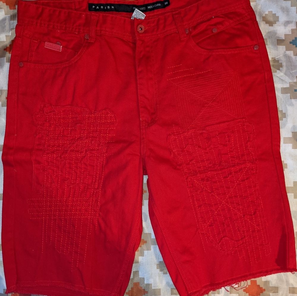 Parish brand red jean shorts